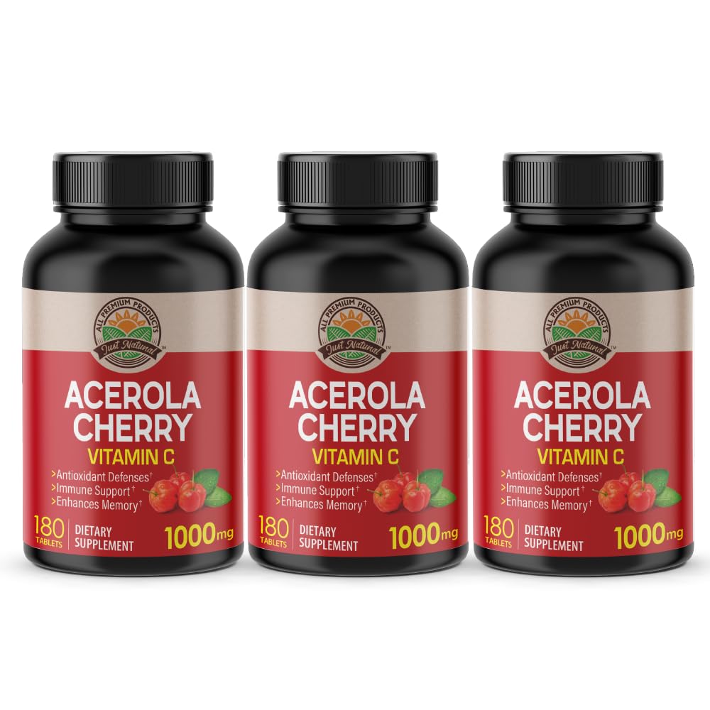 Front view of NANOWELL Acerola Cherry Vitamin C 1000mg bottle