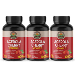Front view of NANOWELL Acerola Cherry Vitamin C 1000mg bottle