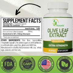 Bottle image: Naravis Olive Leaf Extract 120 capsules (4-month supply)