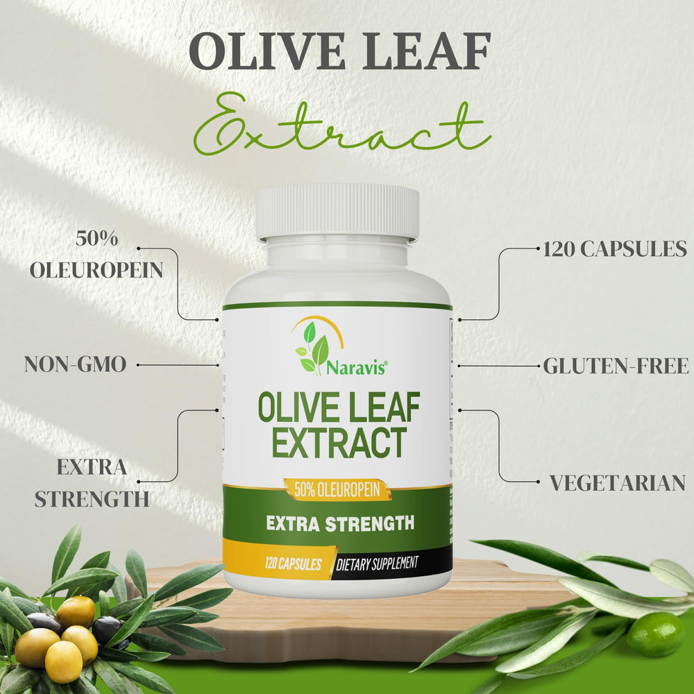 Vegan and gluten-free Naravis Olive Leaf Extract packaging