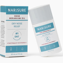 Narisure Dry Nose Relief Oil bottle shown for soothing nasal moisture with a doctor-developed formula.