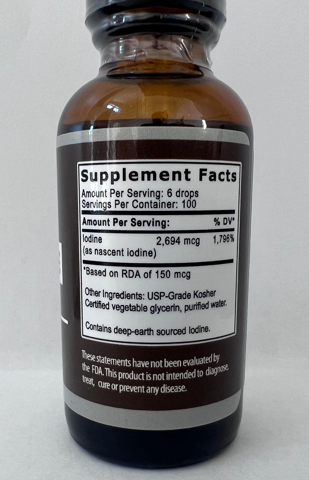 Close-up of Nascent Iodine Drops label