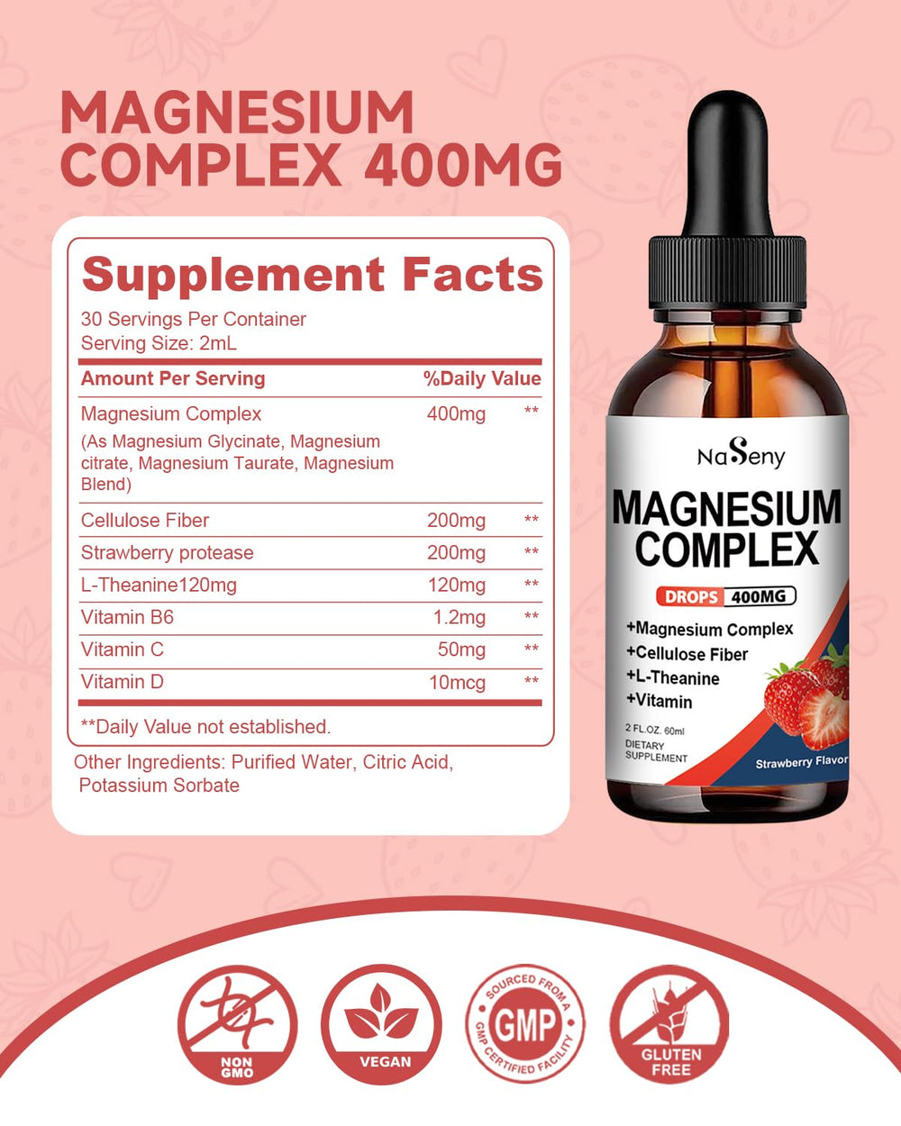 Dropper dispensing 2ml daily dose of NaSeny liquid magnesium