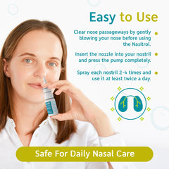 Nasitrol nasal spray label detail notes all-natural ingredients for daily use