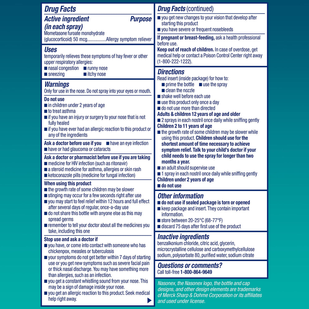 Nasonex dosing spray-action image demonstrates easy, guided daily use