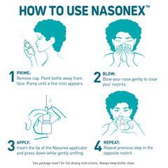 Nasonex shelf display suggests everyday use during allergy season
