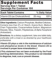 Close-up of NAT B VIT D3 TB 1000IU 100 tablet