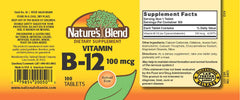 Bottle of NAT B Vitamin B-12 TB 100MCG 100 with capsules