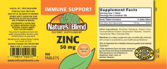 NAT B ZINC GLUC TB 50MG 100 bottle back label
