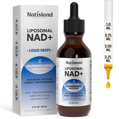 Berry-flavored NATISLAND liposomal NAD+ liquid with 1000 mg per 2 oz bottle
