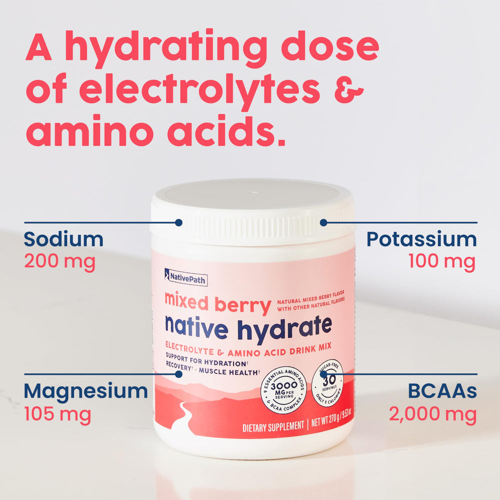 NativePath Native Hydrate nutrition panel notes keto and paleo friendly profile.