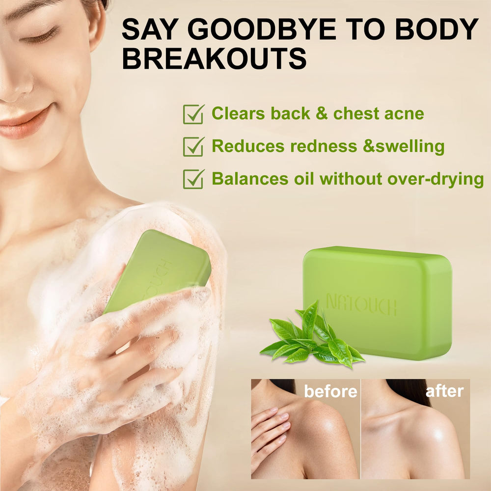Natouch Tea Tree Bar packaging close-up emphasizing safety and freshness
