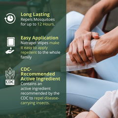 Natrapel tick and insect repellent wipes 3 pack closeup — convenient, ready to use