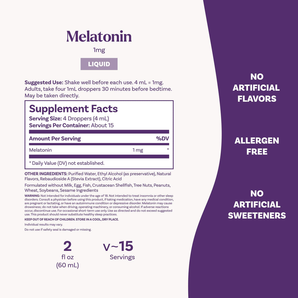 Close-up of Natrol berry-flavored melatonin liquid dropper