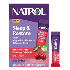 Front view of Natrol Sleep & Restore drink mix stick