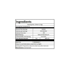 Ingredients and label for Natrum Muriaticum 200C pellets