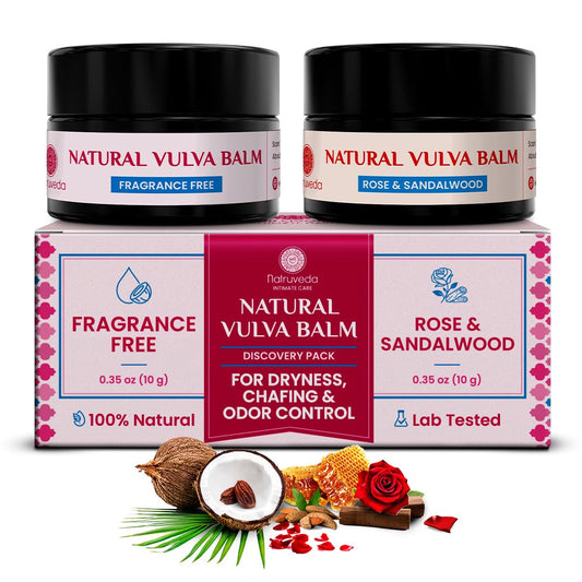 Natruveda Vulva Balm fragrance-free jar closeup for external hydration and soothing