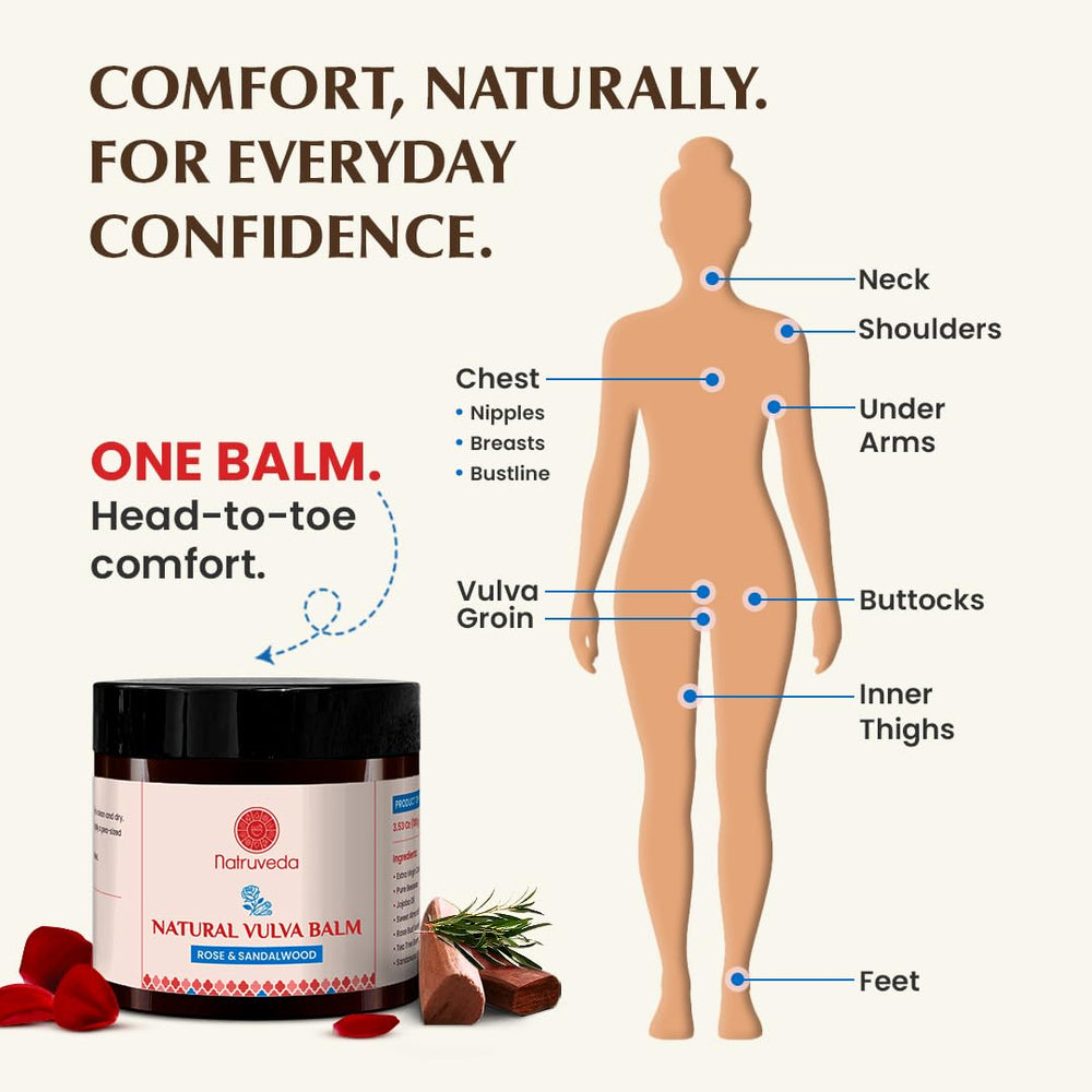 Natruveda Vulva Balm ingredients close-up with nourishing oils for softness