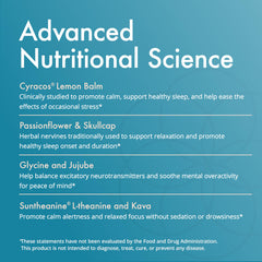 Ingredients panel for Natura Health Tranquility showing herbal blend