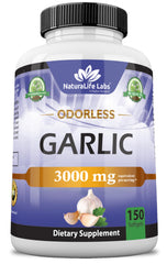 NaturaLife Labs Odorless Garlic bottle with 150 softgels