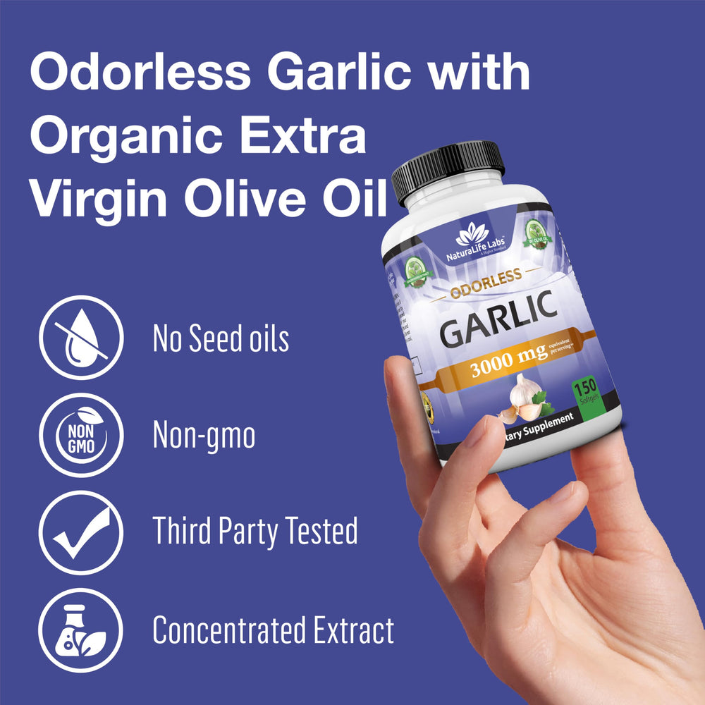 Softgel capsule containing garlic extract and organic olive oil