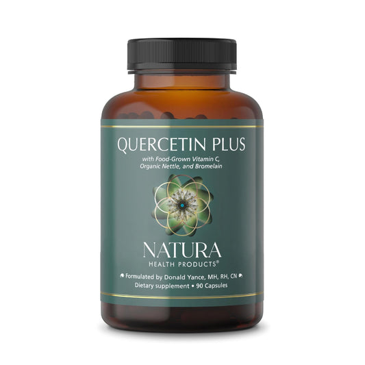 Front view of Natura Quercetin Plus bottle