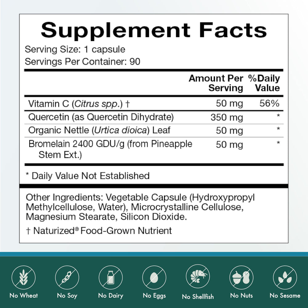 Bromelain component labeling on Natura Quercetin Plus