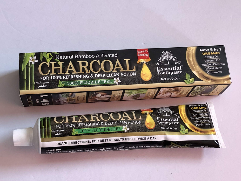 Toothpaste tube made with natural bamboo activated charcoal