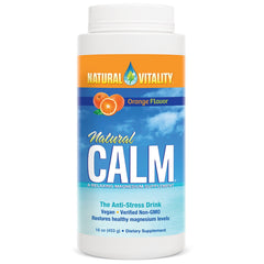Bottle of Natural Calm Orange magnesium supplement by Natural Vitality