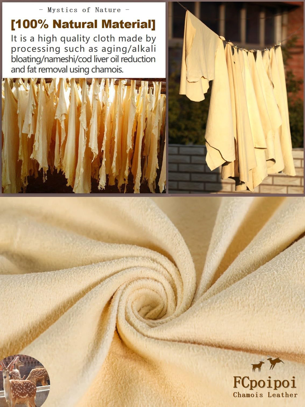 Close-up of soft chamois leather cleaning cloth for lenses