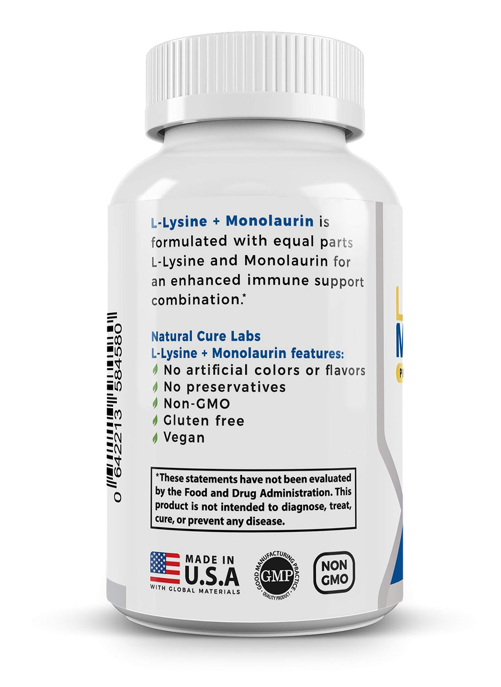 Supplement facts and ingredients panel on bottle