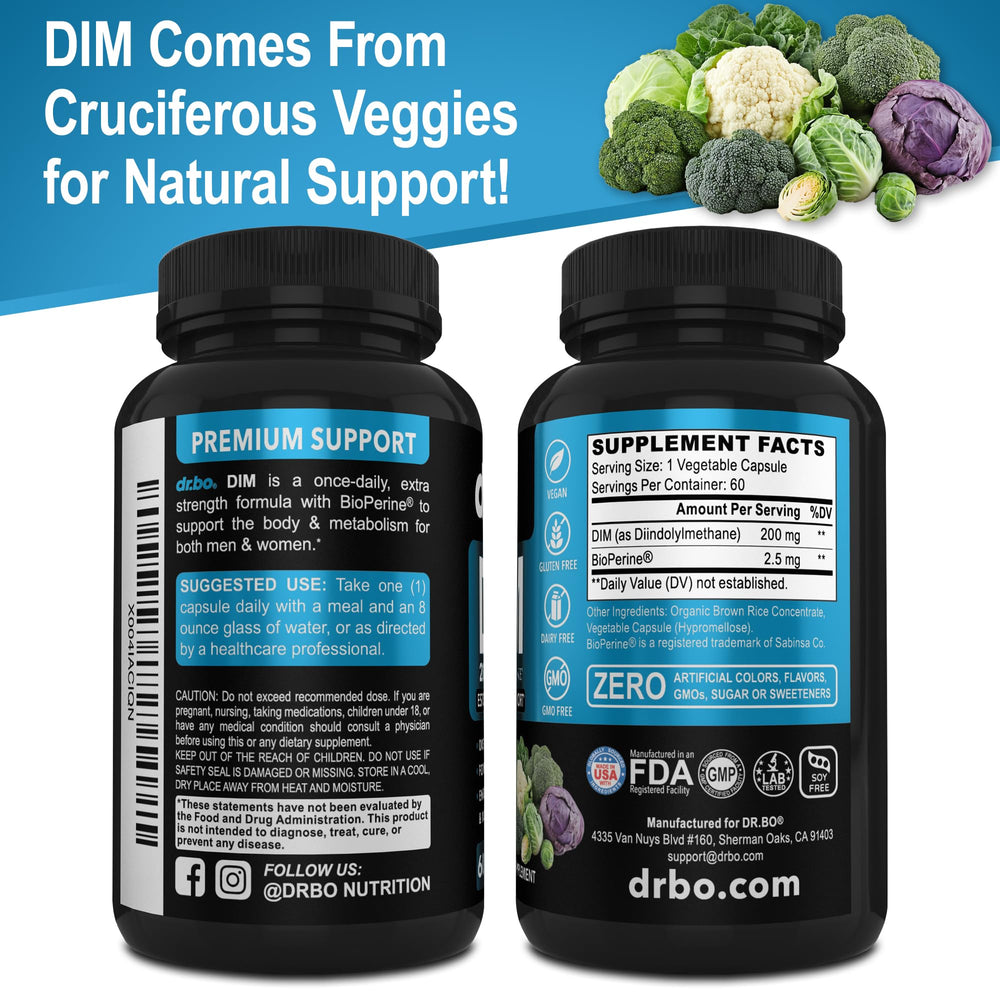 Natural DIM Diindolylmethane with BioPerine ingredients