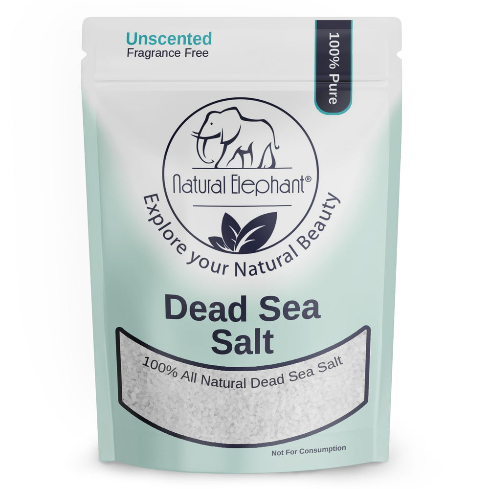 Natural Elephant Dead Sea Salt 2 lb bag with coarse grains for a nourishing soak.