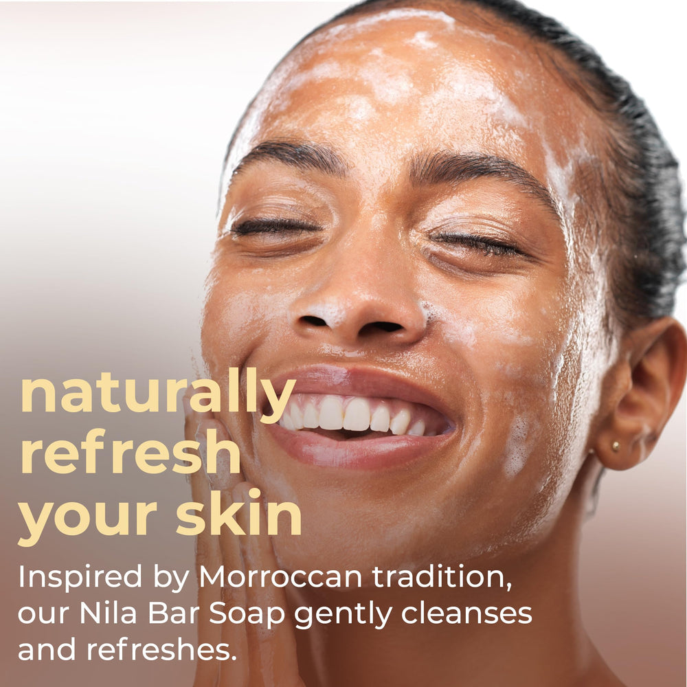 Natural Elephant Nila bar soap Moroccan craft packaging highlighting hammam tradition and authenticity