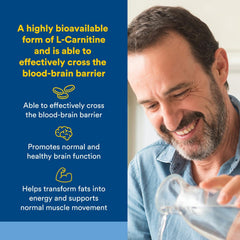Close-up of Natural Factors Acetyl-L-Carnitine 500 mg bottle label