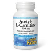 Natural Factors Acetyl L-Carnitine 500 mg bottle – 60 vegetarian capsules