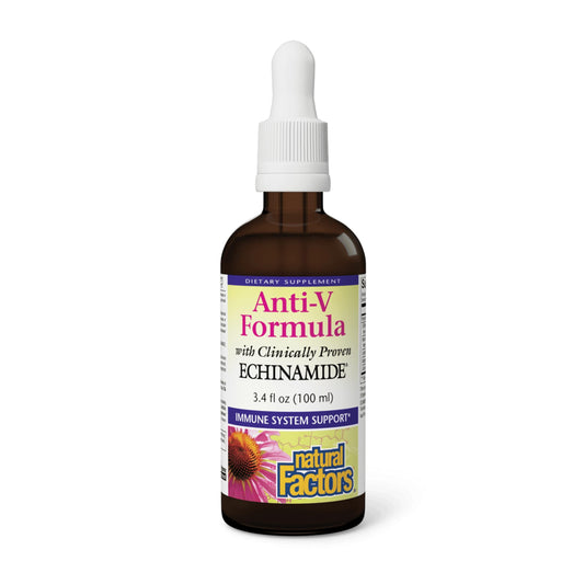 Label of Natural Factors Anti-V Liquid Formula echinacea immune supplement bottle - view 1
