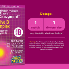 Nutrition facts label on BioCoenzymated Active B Complex packaging