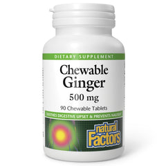 Natural Factors Chewable Ginger 500 mg bottle and tablets