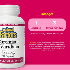 Natural Factors Chromium & Vanadium supplement facts label