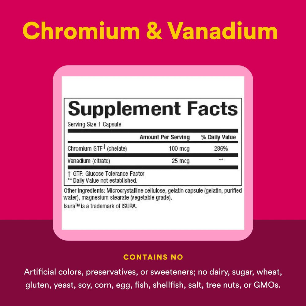 Front packaging image of Natural Factors Chromium & Vanadium 125 mcg