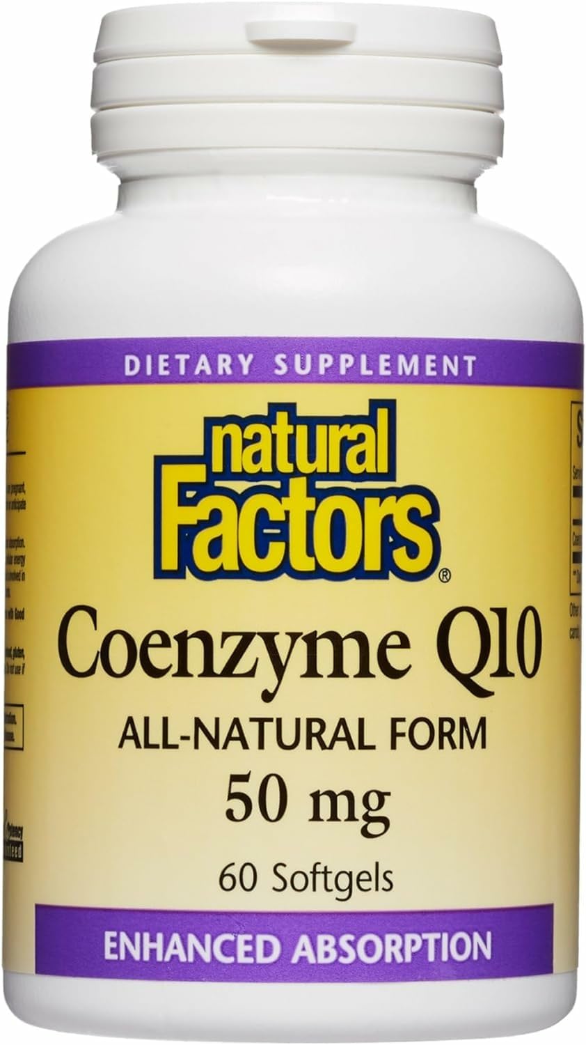 Bottle of Natural Factors CoQ10 50 mg 60 softgels