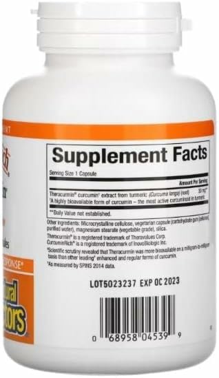 Theracurmin CurcuminRich bottle back label with supplement facts