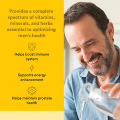 Front view of Natural Factors MultiStart Men's bottle with cap