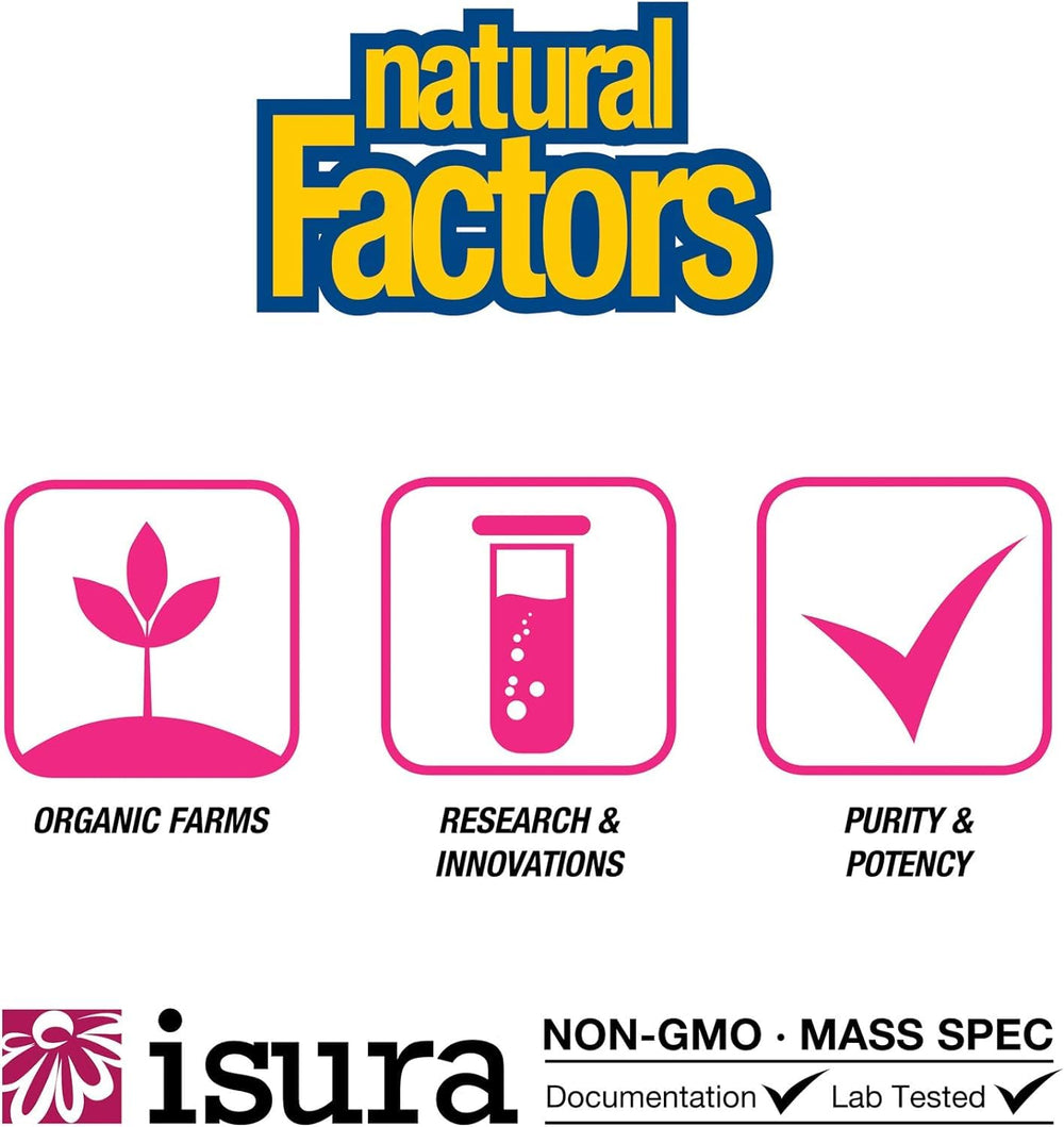 Icons indicating GMO-free, gluten-free and soy-free