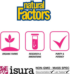 Icons indicating GMO-free, gluten-free and soy-free