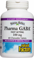 Natural Factors GABA bottle with 60 chewable tablets