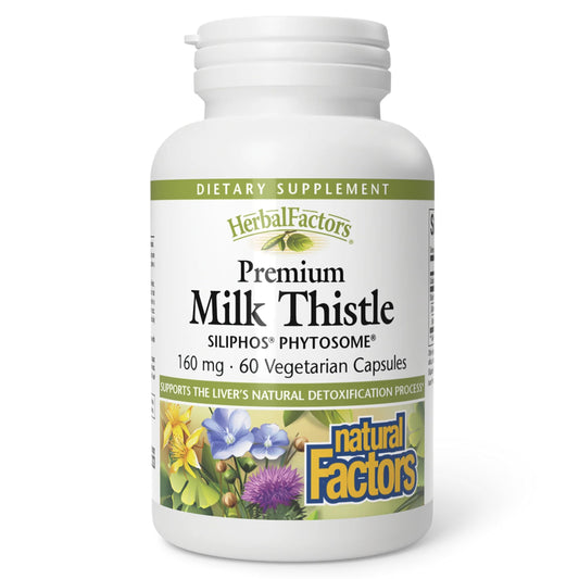 Bottle of Natural Factors HerbalFactors Premium Milk Thistle 60 capsules