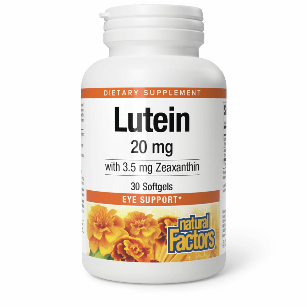 Natural Factors Lutein 20mg bottle label close-up