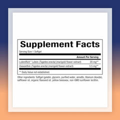 Lutein 20mg soft gel capsules on white background